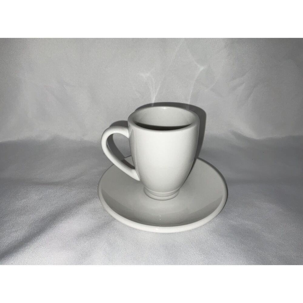 Coffee Bar by Konitz 2 Espresso  6 oz White Porcelain Cup & Saucer Set